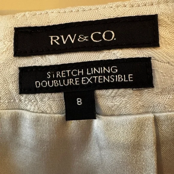 RW&CO. Ivory/Off-White Floral Jacquard Pencil Skirt - Cotton Blend - Size 8 - Picture 5 of 10